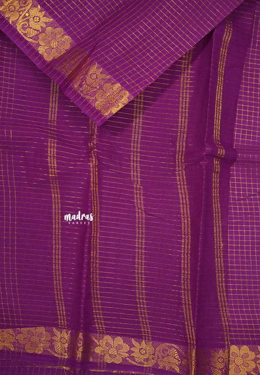 Margazhi Sungudi cotton muthukattam floral border - Magenta