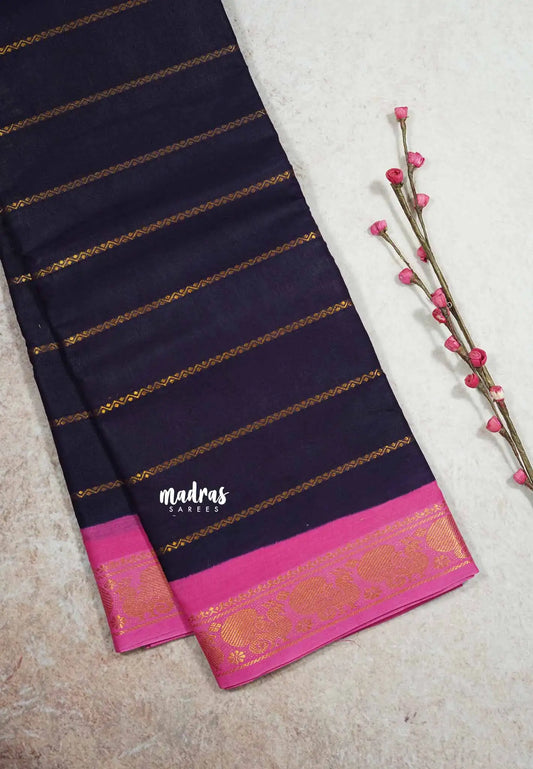 Jamun purple with pink - Margazhi - Madurai Sungudi velthari pattern mayil border