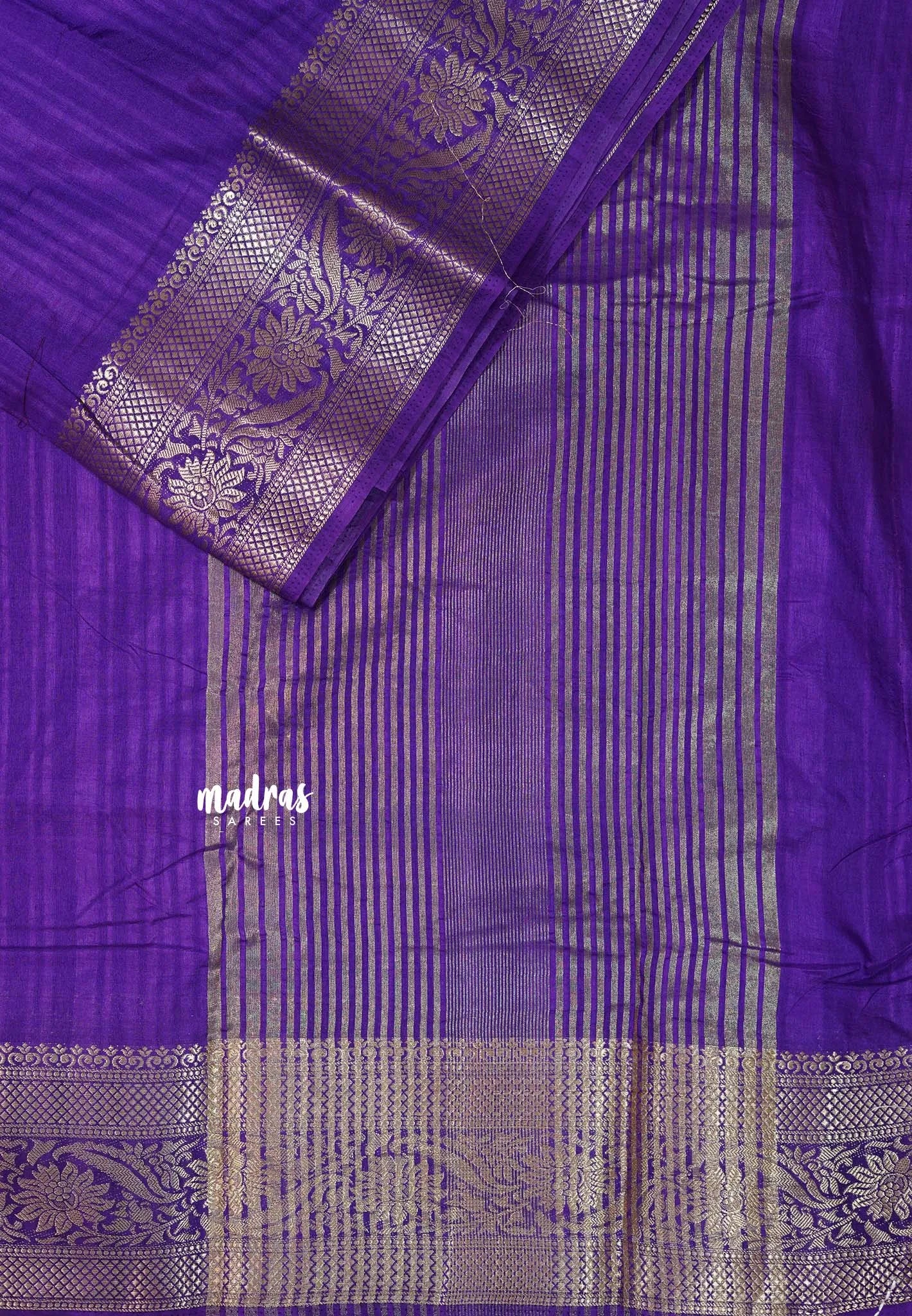 Royal Purple - Madhuram - Soft Matka silk with grooves body with traditional border