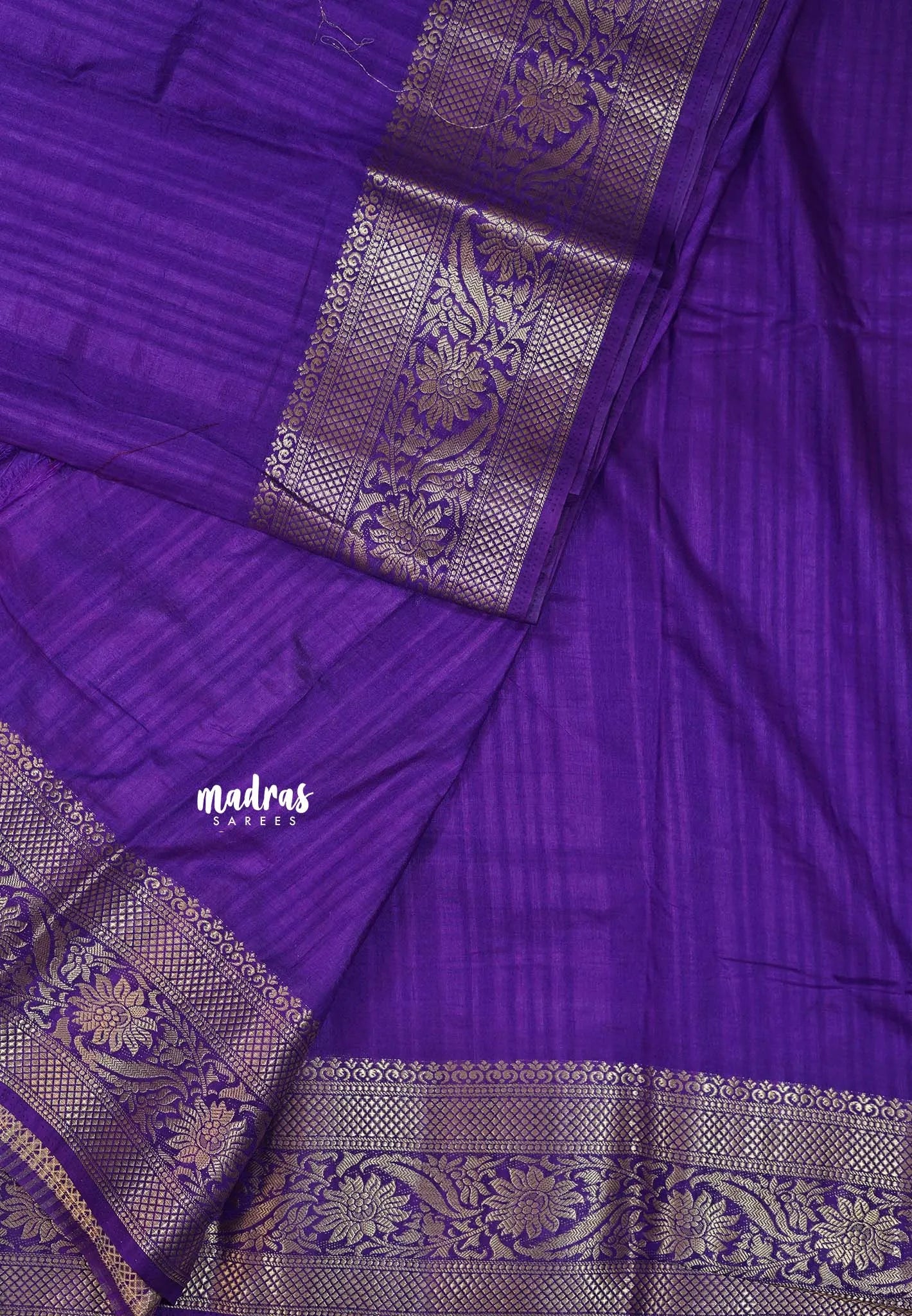 Royal Purple - Madhuram - Soft Matka silk with grooves body with traditional border
