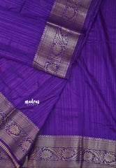 Royal Purple - Madhuram - Soft Matka silk with grooves body with traditional border
