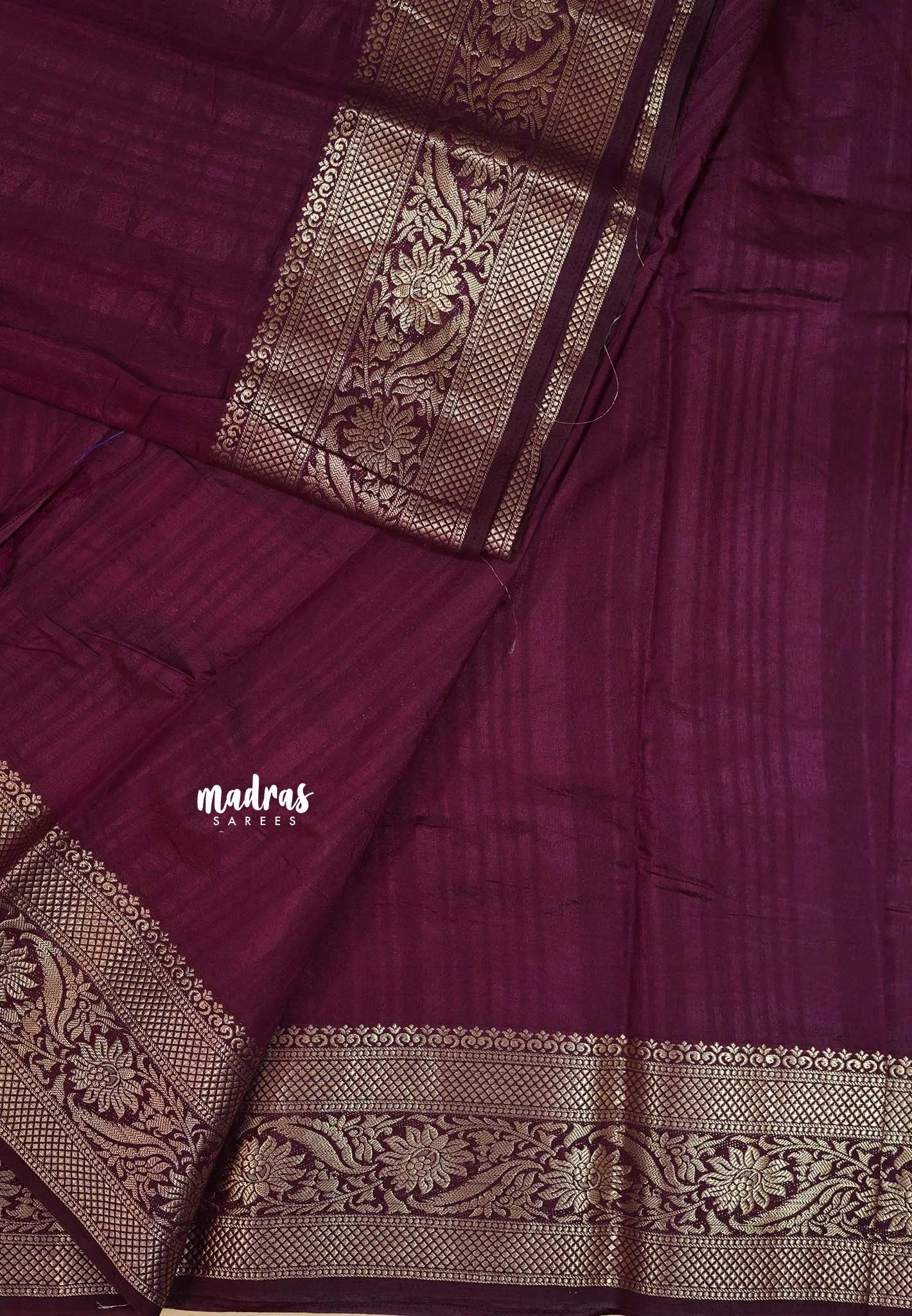 Winered - Madhuram - Soft Matka silk with grooves body with traditional border