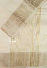 Ivory Cream - Madhuram - Soft Matka silk with grooves body with traditional border