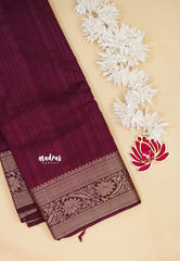 Winered - Madhuram - Soft Matka silk with grooves body with traditional border
