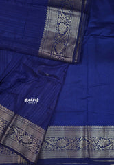 Navy Blue - Madhuram - Soft Matka silk with grooves body with traditional border