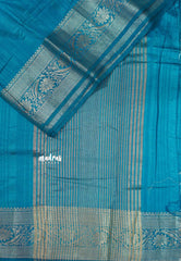 Teal Blue - Madhuram - Soft Matka silk with grooves body with traditional border