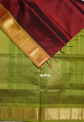 Majestic Maroon - Meenakshi - Light Weight Pure Silk Cotton Saree Plain with Getti Border Contrast Pallu and Blouse - Perfect for Wedding Functions