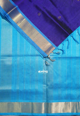 Violet Blue - Meenakshi - Light Weight Pure Silk Cotton Saree Getti Border with Buttas Contrast Pallu and Blouse - Perfect for Wedding Functions