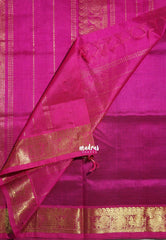 Jamun Purple - Meenakshi - Light Weight Pure Silk Cotton Saree Mango, Annam Border with Buttas Contrast Pallu and Blouse - Perfect for Wedding Functions