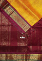 Mango Yellow - Meenakshi - Light Weight Pure Silk Cotton Saree Muthu Kattam Traditional Border Contrast Pallu and Blouse - Perfect for Wedding Functions