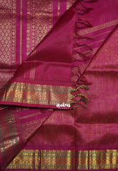 Light Lime Green - Meenakshi - Light Weight Pure Silk Cotton Saree Line with Rudraksham Border Contrast Pallu and Blouse - Perfect for Wedding Functions