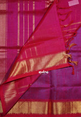 Bright Sky Blue - Meenakshi - Light Weight Pure Silk Cotton Saree Plain with Getti Border Contrast Pallu and Blouse - Perfect for Wedding Functions