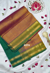 Dual Shade Mustard Brown - Meenakshi - Light Weight Pure Silk Cotton Saree Line with Rettapet Border Contrast Pallu and Blouse - Perfect for Wedding Functions