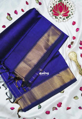 MS Amma Blue - Meenakshi - Light Weight Pure Silk Cotton Plain Saree with Getti Border - Perfect for Wedding Functions