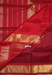 Violet Glow - Meenakshi - Light Weight Pure Silk Cotton Saree Getti Border Contrast Pallu and Blouse - Perfect for Wedding Functions