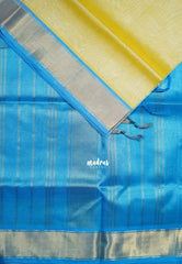 Shiny Creamy Butter - Meenakshi - Light Weight Pure Silk Cotton Saree Plain with Getti Border Contrast Pallu and Blouse - Perfect for Wedding Functions