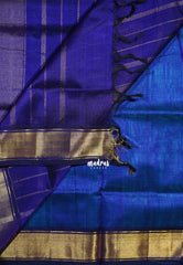 Sky Blue - Meenakshi - Light Weight Pure Silk Cotton Saree Plain with Getti Border Contrast Pallu and Blouse - Perfect for Wedding Functions