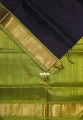 Dark Chocolate Brown - Meenakshi - Light Weight Pure Silk Cotton Saree Plain with Getti Border Contrast Pallu and Blouse - Perfect for Wedding Functions