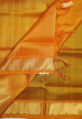 Dark Chocolate Brown - Meenakshi - Light Weight Pure Silk Cotton Saree Plain with Getti Border Contrast Pallu and Blouse - Perfect for Wedding Functions