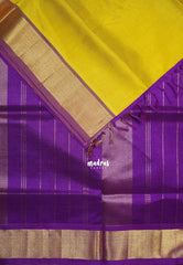 Yellowish Green - Meenakshi - Light Weight Pure Silk Cotton Saree Plain with Getti Border Contrast Pallu and Blouse - Perfect for Wedding Functions