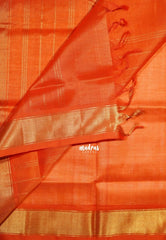 Creamy Ivory - Meenakshi - Light Weight Pure Silk Cotton Saree Plain with Getti Border Contrast Pallu and Blouse - Perfect for Wedding Functions