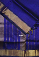 MS Amma Blue - Meenakshi - Light Weight Pure Silk Cotton Plain Saree with Getti Border - Perfect for Wedding Functions