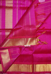 Dual Shade Queen's Pink - Meenakshi - Light Weight Pure Silk Cotton Plain Saree with Getti Border - Perfect for Wedding Functions