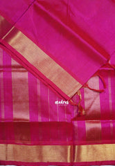 Dual Shade Queen's Pink - Meenakshi - Light Weight Pure Silk Cotton Plain Saree with Getti Border - Perfect for Wedding Functions