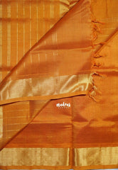 Sunset Orange - Meenakshi - Light Weight Pure Silk Cotton Saree Plain with Getti Border Contrast Pallu and Blouse - Perfect for Wedding Functions