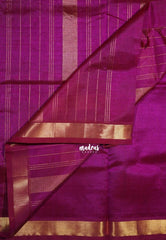 Dual Shade Magenta Pink - Meenakshi - Light Weight Pure Silk Cotton Plain Saree with Getti Border - Perfect for Wedding Functions