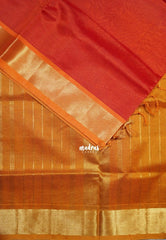 Sunset Orange - Meenakshi - Light Weight Pure Silk Cotton Saree Plain with Getti Border Contrast Pallu and Blouse - Perfect for Wedding Functions