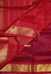 MS Amma Blue - Meenakshi - Light Weight Pure Silk Cotton Saree Getti Border with Buttas Contrast Pallu and Blouse - Perfect for Wedding Functions