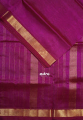 Dual Shade Magenta Pink - Meenakshi - Light Weight Pure Silk Cotton Plain Saree with Getti Border - Perfect for Wedding Functions