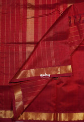 Chilli Red - Meenakshi - Light Weight Pure Silk Cotton Plain Saree with Getti Border - Perfect for Wedding Functions