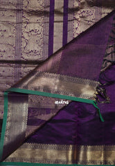 Jamun Purple - Meenakshi - Light Weight Pure Silk Cotton Saree Bavanji Border with Bird Buttas and Rich Pallu - Perfect for Wedding Functions