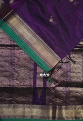 Jamun Purple - Meenakshi - Light Weight Pure Silk Cotton Saree Bavanji Border with Bird Buttas and Rich Pallu - Perfect for Wedding Functions