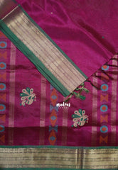 Mulberry Purple - Meenakshi - Light Weight Pure Silk Cotton Saree with Orissa Bomkai weaving pallu and Buttas - Perfect for Wedding Functions