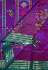 Dual Shade Magenta - Meenakshi - Light Weight Pure Silk Cotton Saree with Orissa Bomkai weaving pallu and Buttas - Perfect for Wedding Functions