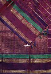 Dual Shade Beet Pink - Meenakshi - Pure Silk Cotton Saree Zari Checks Weaving with Rettapet Rudraksham Border and Buttas - Perfect for Wedding Functions