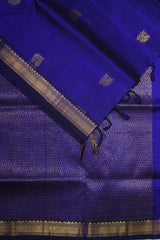 Violet Purple - Meenakshi - Light Weight Pure Silk Cotton Saree Small Border with Yaanai, Mayil Buttas - Perfect for Wedding Functions