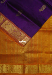 Magenta Purple - Meenakshi - Light Weight Pure Silk Cotton Saree with Mango Border Contrast Pallu and Blouse - Perfect for Wedding Functions