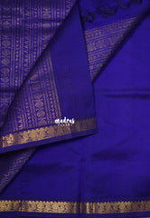 Violet Purple - Meenakshi - Light Weight Pure Silk Cotton Saree Small Mayil Border with Yaanai, Mayil Buttas - Perfect for Wedding Functions