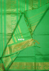 Dual Shade Royal Purple - Mookuthi Amman Silk Cotton Vaira Oosi Weavig with Mayil Border Contrast Pallu and Blouse - Perfect for Wedding Functions