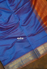 Dual Shade Peacock Blue - Mookuthi Amman Silk Cotton Vaira Oosi Weavig with Rudraksham Border Contrast Pallu and Blouse - Perfect for Wedding Functions