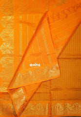 MS Amma Blue - Mookuthi Amman Silk Cotton Checks with Laksha Deepam Mayil Border Contrast Pallu and Blouse - Perfect for Wedding Functions