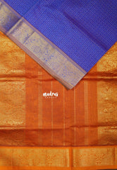 Lavender Blue - Mookuthi Amman Silk Cotton Checks with Laksha Deepam Mayil Border Contrast Pallu and Blouse - Perfect for Wedding Functions