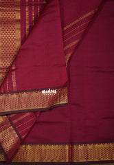 Midnight Blue with Beet Pink - Mookuthi Amman Plain Silk Cotton with Traditional Gadwal Border Contrast Pallu and Blouse - Perfect for Wedding Functions