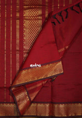 Midnight Olive Green - Mookuthi Amman Plain Silk Cotton with Traditional Gadwal Border Contrast Pallu and Blouse - Perfect for Wedding Functions