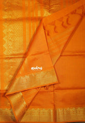 Raspberry Pink - Mookuthi Amman Plain Silk Cotton with Traditional Border Contrast Pallu and Blouse - Perfect for Wedding Functions
