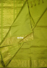 Crimson Red - Mookuthi Amman Plain Silk Cotton with Mayil Border Contrast Pallu and Blouse - Perfect for Wedding Functions